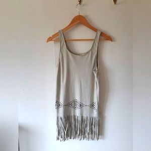 Suede fringe tank top